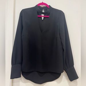 Zara Black Choker cut out V neck blouse size M